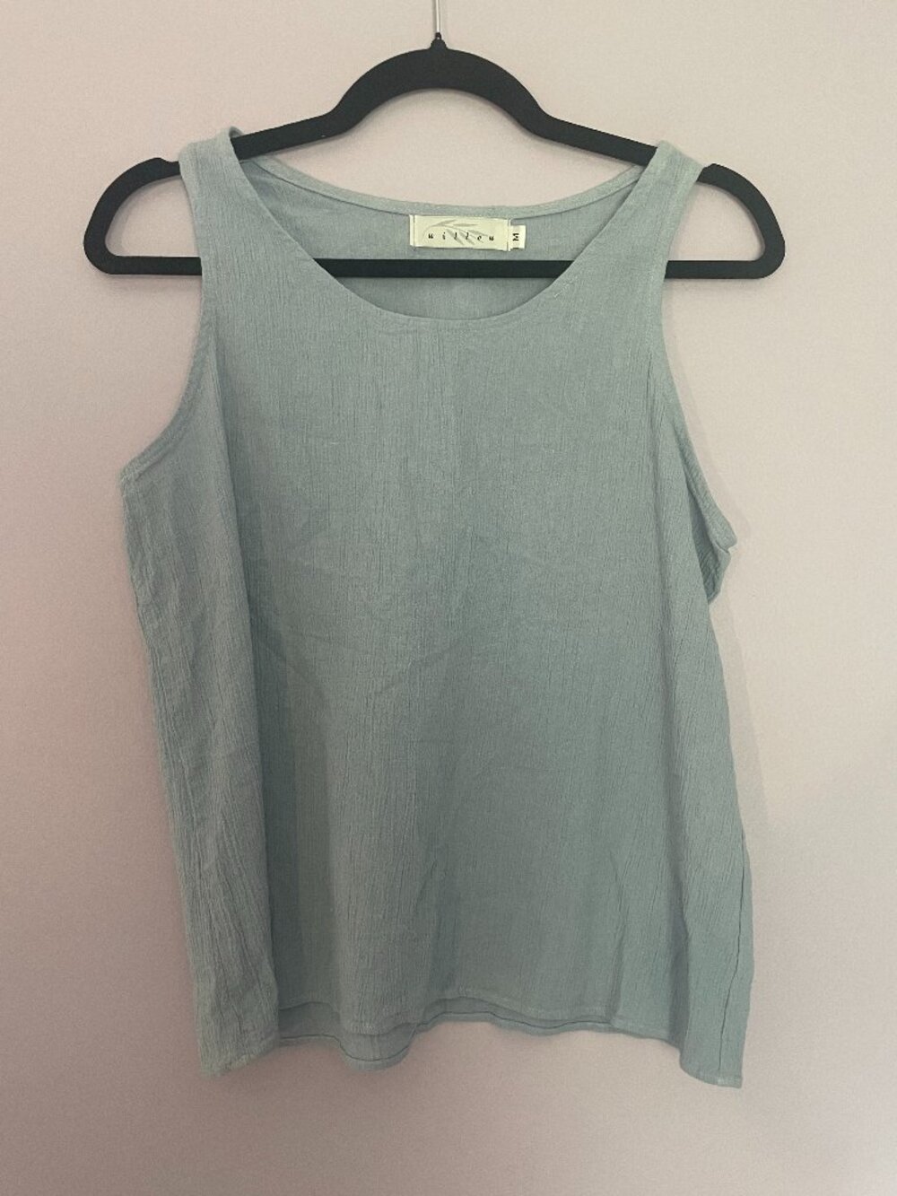 Willow Linen Blend Tank Top Light Blue size M